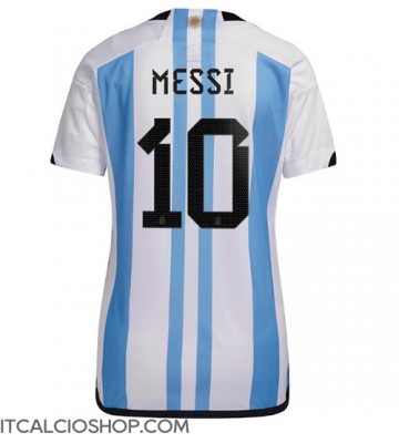 Argentina Lionel Messi #10 Prima Maglia Femmina Mondiali 2022 Manica Corta